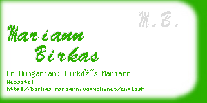 mariann birkas business card